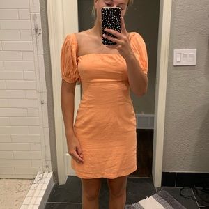F21 Peach Mini Off the Shoulder Dress